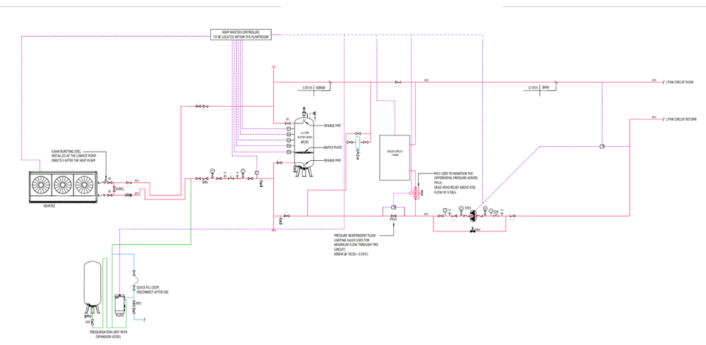 Hybrid heat pump example schematic